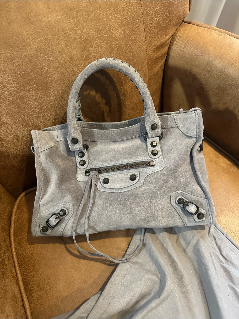 Balenciaga city bag size small suede grey